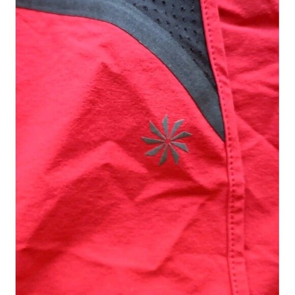 Athleta High Rise Acceleration Shorts Size Small Red Black Running Shorts Active - Picture 7 of 7